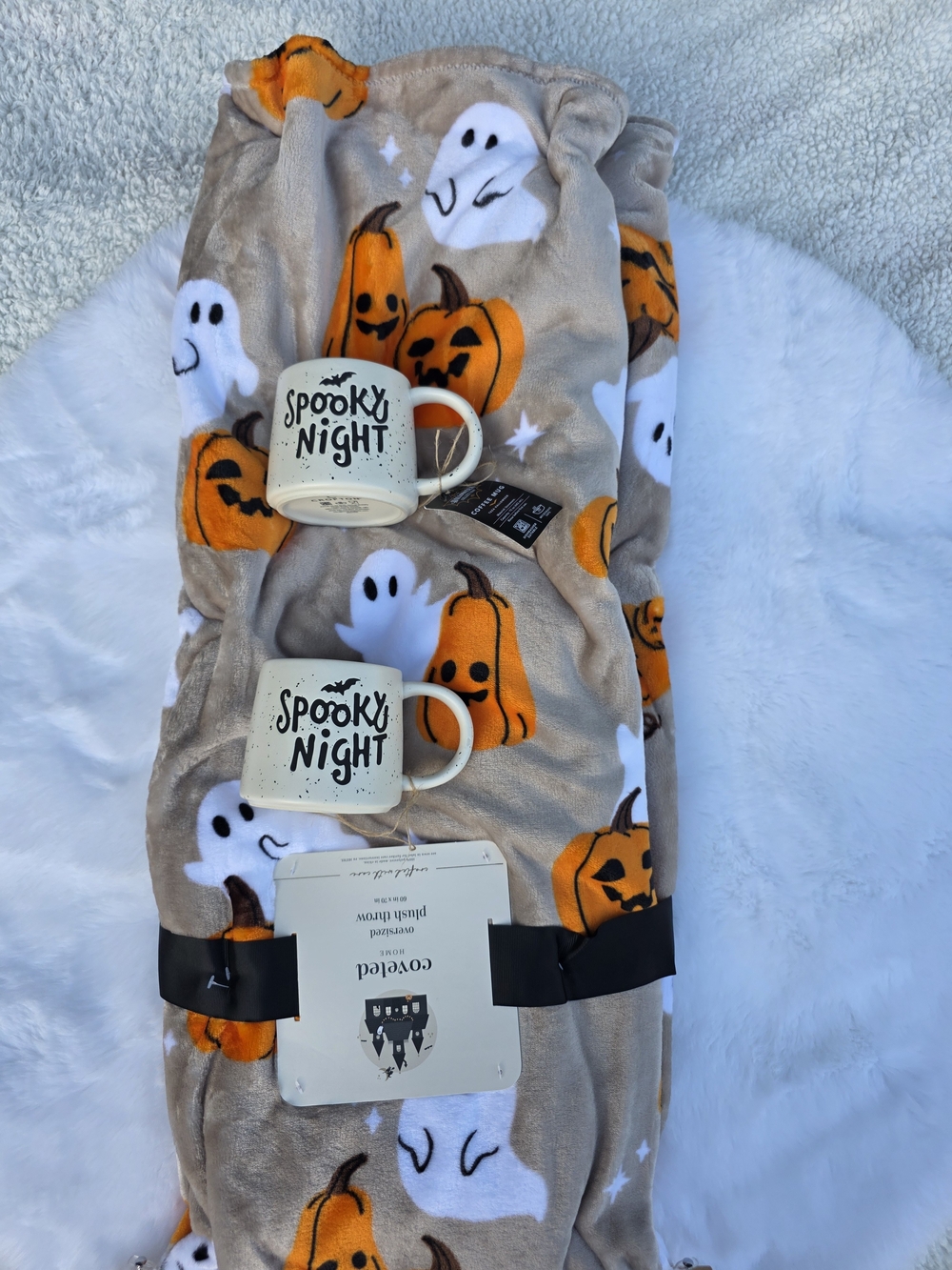 Halloween Bundle with Mug Set & Pumpkin & Ghost Cozy Throw Blanket